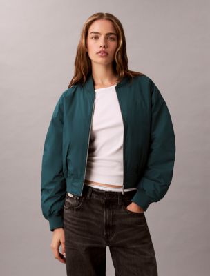 Logo Graphic Padded Bomber Jacket, Deep Teal