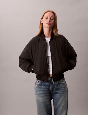 Logo Graphic Padded Bomber Jacket, Black