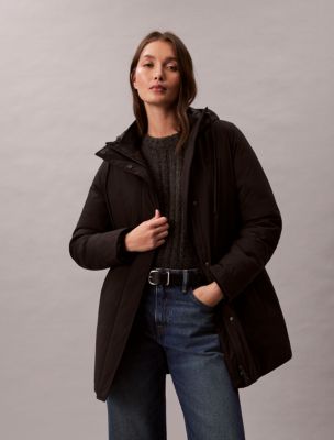 Mid-Length Parka Jacket, Black