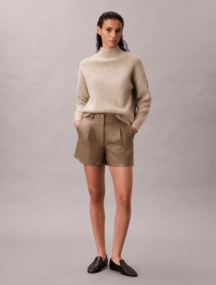 Faux Leather Shorts, Walnut