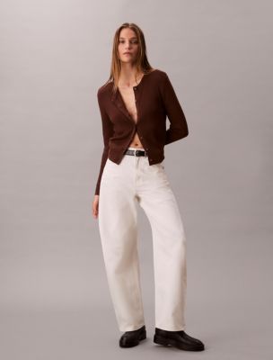 High Rise Barrel Jeans, Snow White