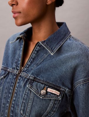 Женские куртки Calvin Klein Cropped Denim Zip Trucker Jacket — фото 3