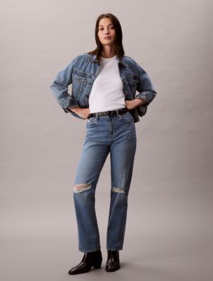 High Rise Straight Jeans, Silver Rain
