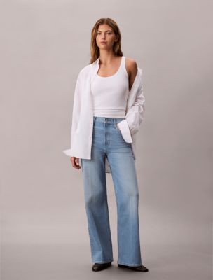 Ultra High Rise Wide Leg Fit Jeans, Glass Blue