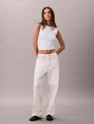Barrel Fit Jeans, Ecru