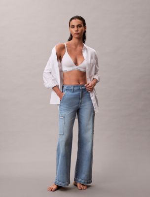 Wide Leg Cargo Jeans, Light Nassau