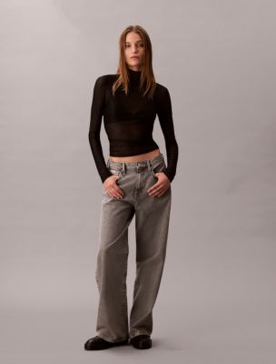 Wide Leg Jeans, Grey Sterling