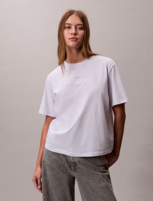 Shine Script Logo Boxy T-Shirt, Lacey Lilac