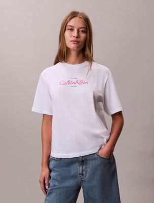 Shine Script Logo Boxy T-Shirt, Brilliant White