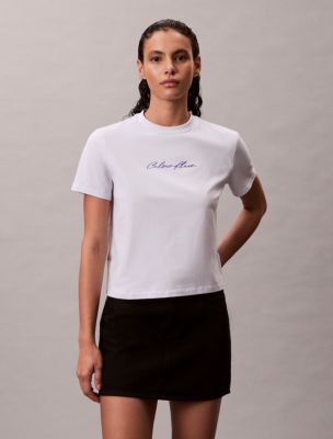 Glitter Script Logo Graphic Slim T-Shirt, Lacey Lilac