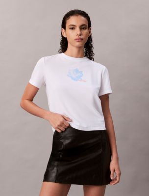Floral Graphic Slim T-Shirt, Brilliant White