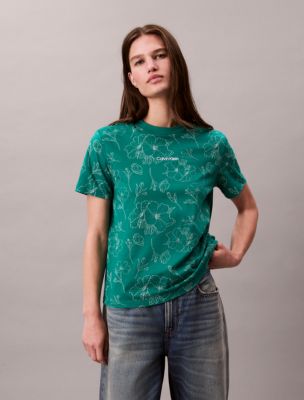 Allover Floral Logo Graphic Classic T-Shirt , Islander 
