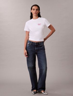 Contrast Logo Graphic Classic T-Shirt , Brilliant White