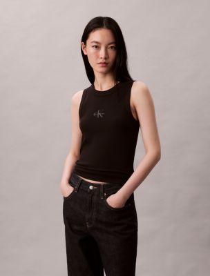 Monologo Rib Tank Top, Black