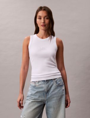 Monologo Rib Tank Top, Brilliant White