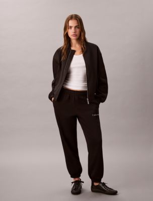 Fleece Velvet Monologo Sweatpants, Black