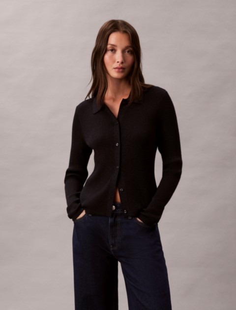 Женские кардиганы Calvin Klein Lurex Merino Wool Blend Rib Cardigan