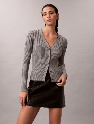 Mouline Rib Cardigan, Quiet Gray Melange