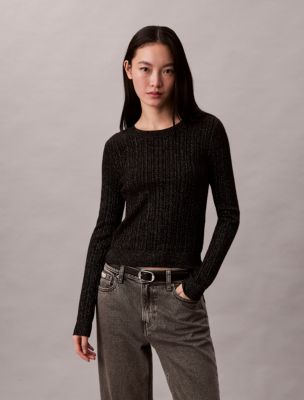 Lurex Merino Wool Blend Sweater, Black