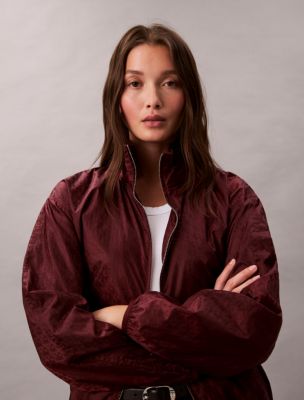 Allover Monogram Windbreaker Jacket, Merlot 