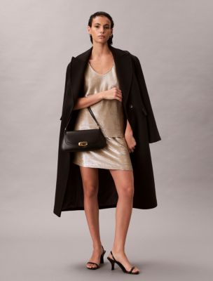 Sequin Mini Skirt, Oat Milk