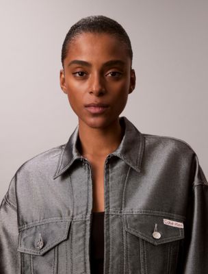 Shine Denim Bomber Jacket, Denim Shine