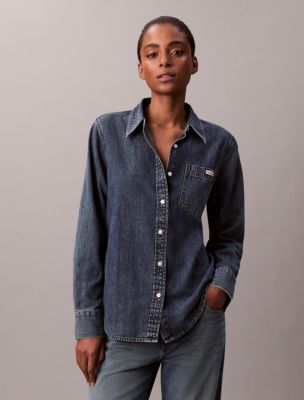 Classic Denim Button-Down Shirt, Blue Wharf