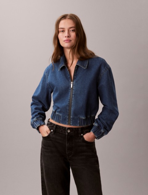Женские куртки Calvin Klein Denim Cropped Bomber Jacket