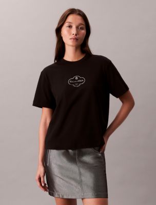 Script Foil Logo Graphic Boxy T-Shirt, Black