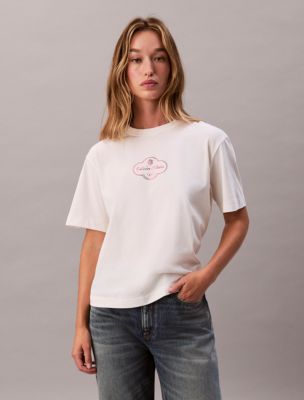 Script Foil Logo Graphic Boxy T-Shirt, White Greige