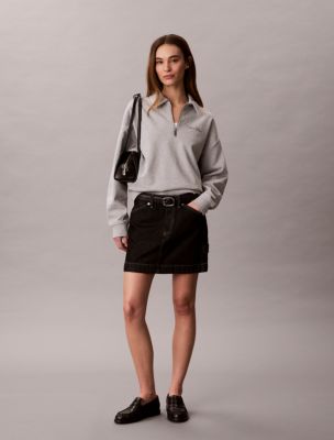 French Terry Script Logo Graphic Quarter Zip Sweatshirt, History Grey Heather