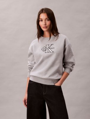 Fleece Foil Monologo Relaxed Sweatshirt, Heroic Grey Heather
