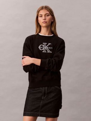 Fleece Foil Monologo Relaxed Sweatshirt, Black