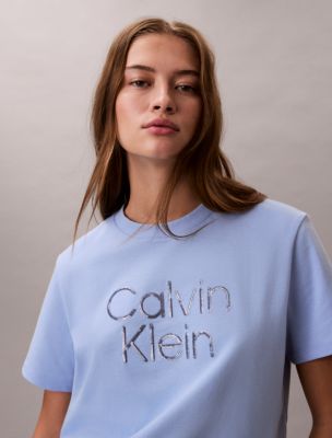 Sequin Logo Graphic Classic T-Shirt, Serenity