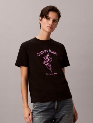 Floral Logo Graphic Classic T-Shirt, Black