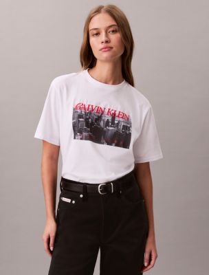 Cityscape Logo Graphic Boxy T-Shirt, Brilliant White