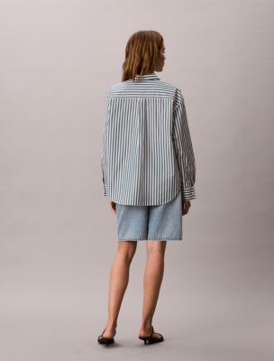 Женские рубашки Calvin Klein Cotton Poplin Stripe Relaxed Button-Down Shirt — фото 3