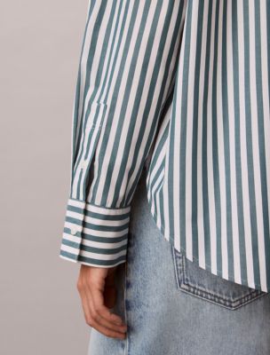 Женские рубашки Calvin Klein Cotton Poplin Stripe Relaxed Button-Down Shirt — фото 4