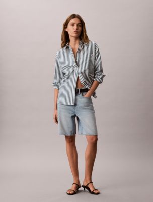 Женские рубашки Calvin Klein Cotton Poplin Stripe Relaxed Button-Down Shirt — фото 5