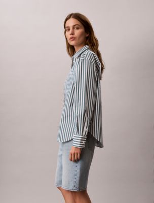 Женские рубашки Calvin Klein Cotton Poplin Stripe Relaxed Button-Down Shirt — фото 6