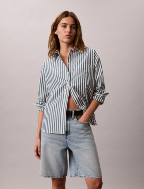 Женские рубашки Calvin Klein Cotton Poplin Stripe Relaxed Button-Down Shirt
