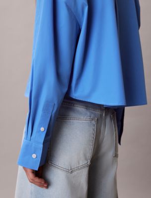 Женская рубашка Calvin Klein Cotton Poplin Cropped Boxy Button-Down, цвет: Marina — фото 5