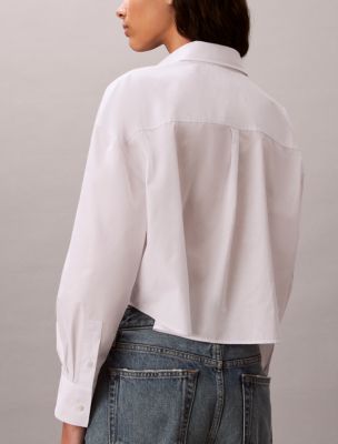 Женские рубашки Calvin Klein Cotton Poplin Cropped Boxy Button-Down Shirt — фото 3