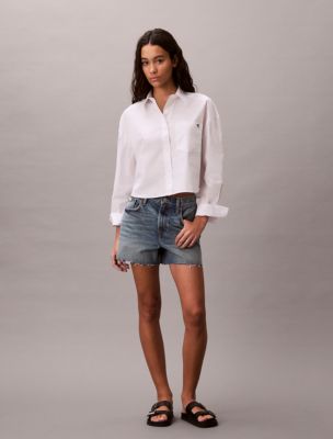 Женские рубашки Calvin Klein Cotton Poplin Cropped Boxy Button-Down Shirt — фото 4