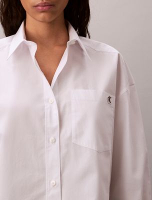 Женские рубашки Calvin Klein Cotton Poplin Cropped Boxy Button-Down Shirt — фото 6
