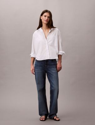 Женские рубашки Calvin Klein Cotton Poplin Boxy Button-Down Shirt — фото 2
