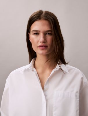 Женские рубашки Calvin Klein Cotton Poplin Boxy Button-Down Shirt — фото 3