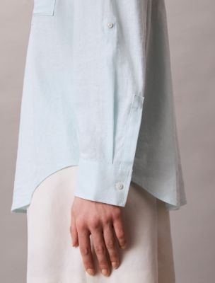 Женские рубашки Calvin Klein Linen Blend Relaxed Button-Down Shirt — фото 3