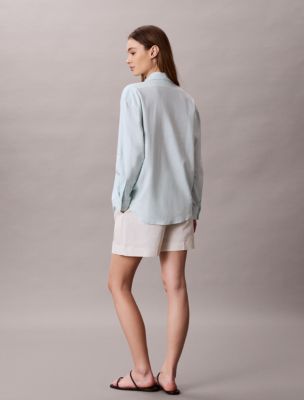 Женские рубашки Calvin Klein Linen Blend Relaxed Button-Down Shirt — фото 5