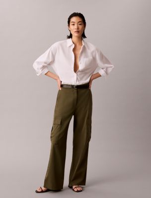 Женская рубашка Calvin Klein Linen Blend Relaxed Button-Down, цвет: Яркий белый — фото 2